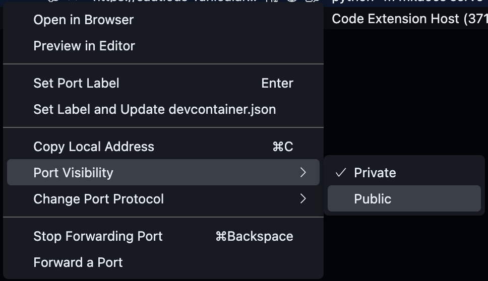 Set port visibility to public