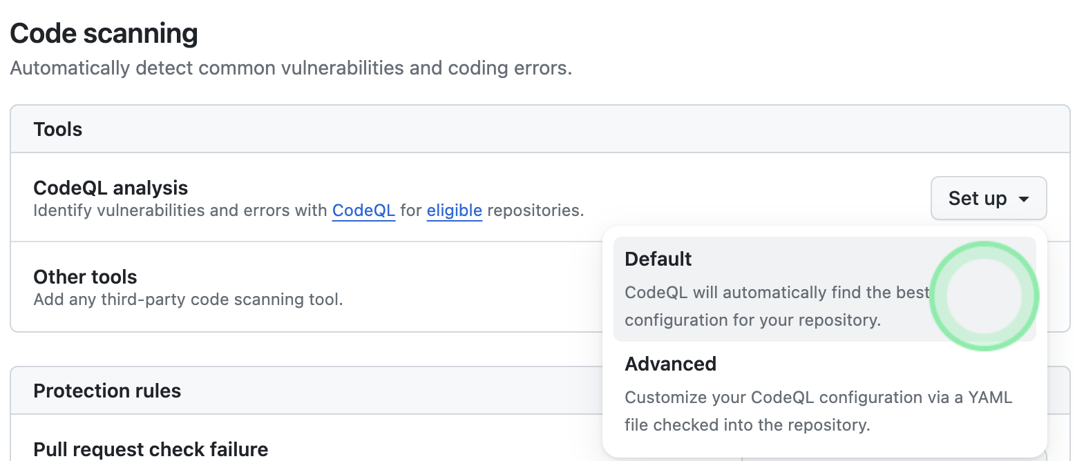 Show CodeQL analysis setup