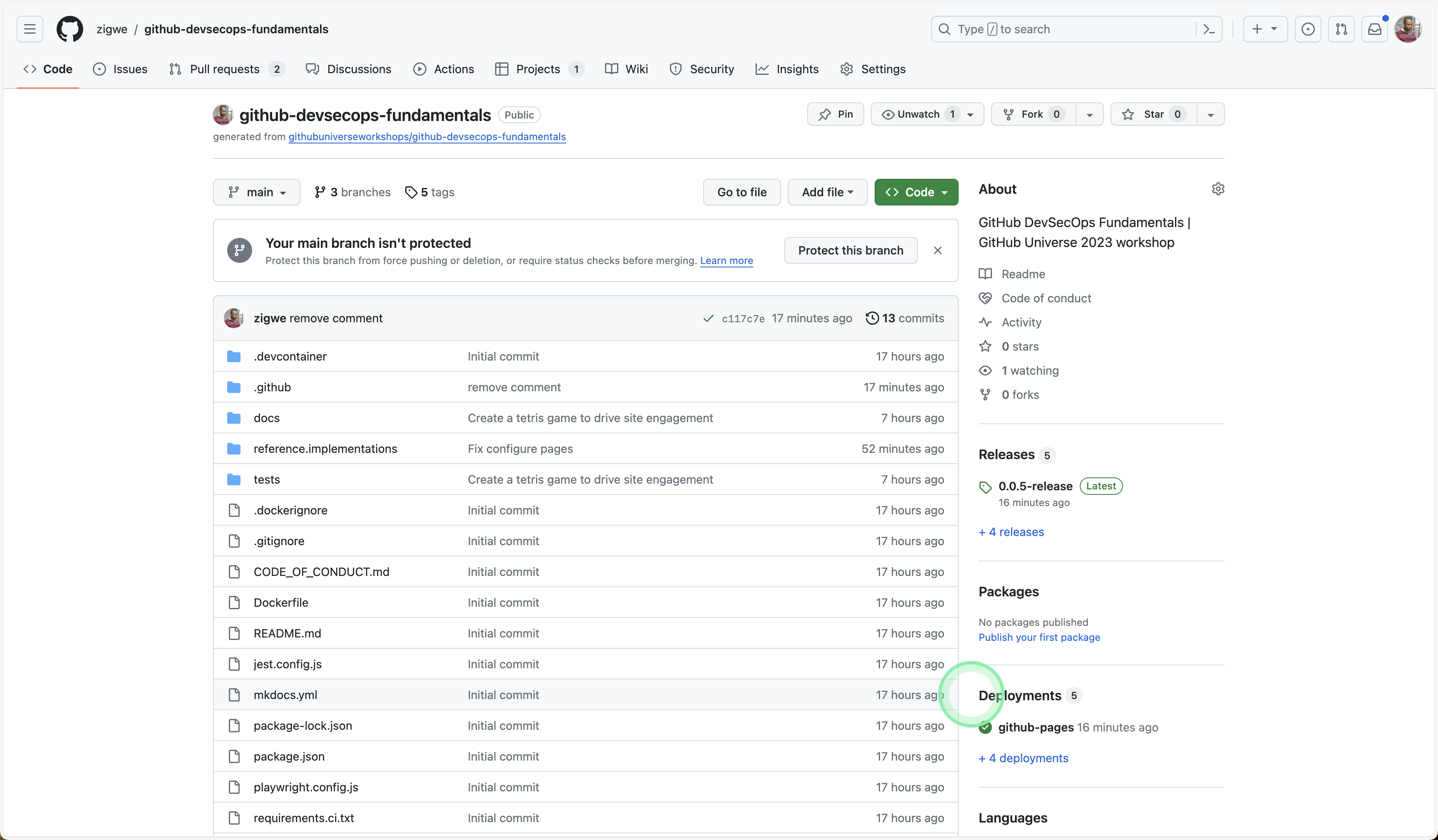 Show deployment on repository home